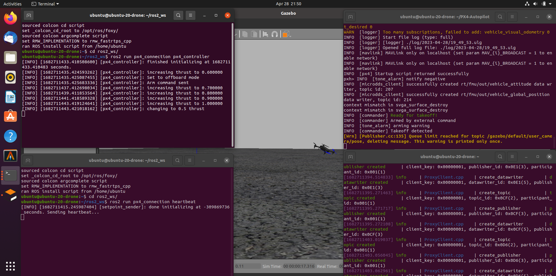 PX4 simulation 1 running on Ubuntu 20.04 VM